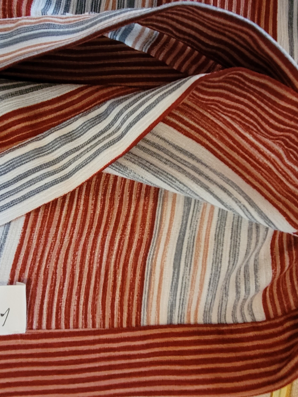 Striped Wrap Maxi Skirt in Rust, White And Blue. - Picture 4 of 10